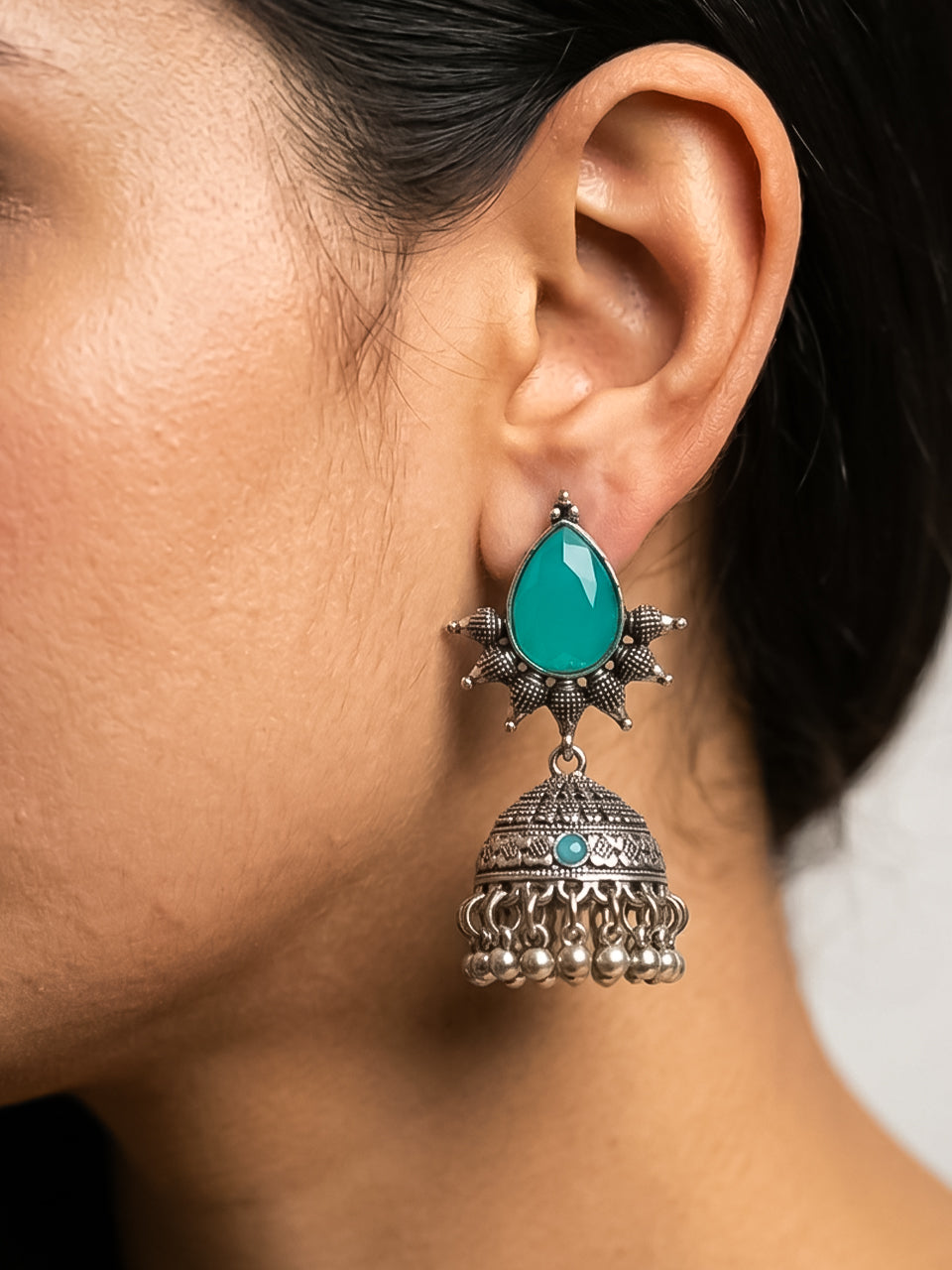 Antique Silver Jhumka